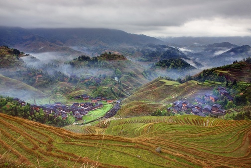 A Landscape of Longji Rice Terrace, Guilin, China.